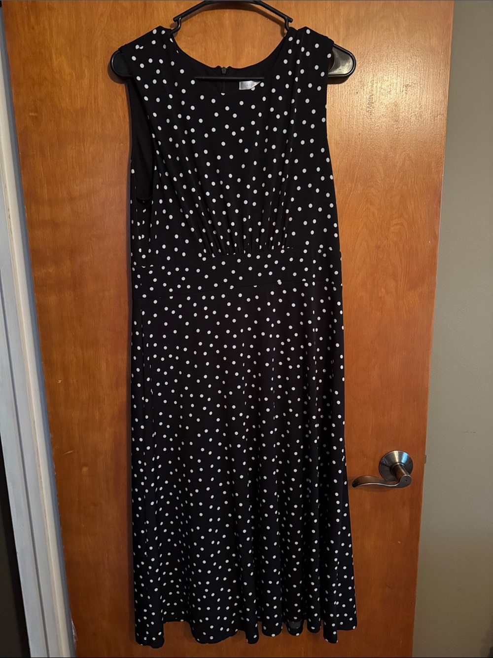 London Times Black Dress with Polka Dots EUC